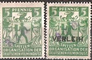 FILM. BRIEFMARKEN / REKLANE-MARKEN. 2 gleiche, illustrierte 5 Pfennig - Briefmarken: "Spitzen-Org...