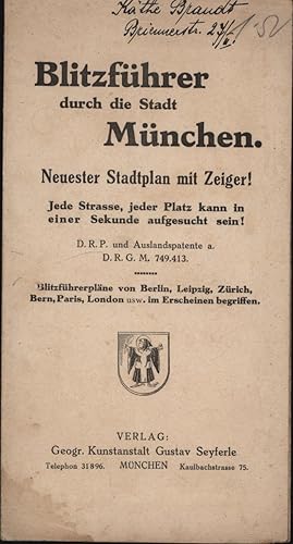 Blitzführer durch die Stadt München,Neuester Stadtplan mit Zeiger! Jede Strasse, jeder Platz kann...