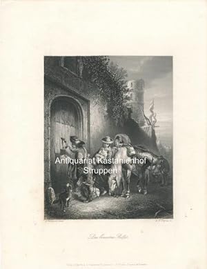Originaler Stahlstich von Payne um 1850 Die Näherin