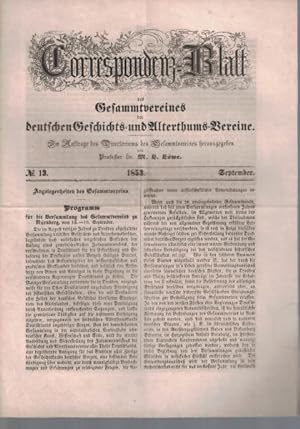 Konvolut 3 Blätter: Correspondenz-Blatt des Gesammtvereines der deutschen Geschichts- und Alterth...