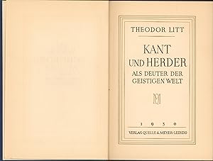 Kant und Herder als Deuter der geistlichen Welt.,Aus der Reihe: Das wissenschaftliche Weltbild.