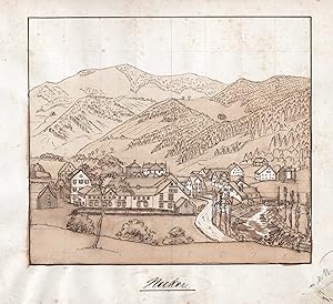 "Necker" - Necker Neckertal Oberhelfenschwil Toggenburg Kt. St. Gallen Schweiz Original Zeichnung...