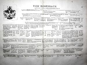 "Vom Rosenbach" - Wappen Stammtafel Kupferstich coat of arms family tree Genealogie genealogy Her...