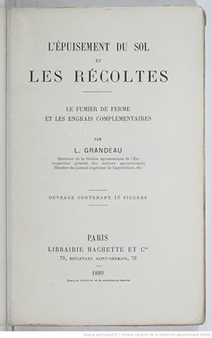 L'épuisement du sol et les récoltes - Le fumier de ferme et les engrais complémentaires.