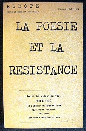 Europe n°543 544: la poésie et la résistance