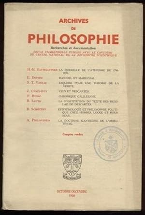 Archives de philosophie, recherches et documentation, octobre-d_cembre 1968 (.