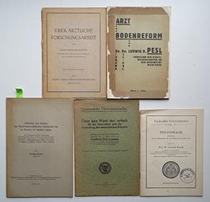 GREIFSWALDER UNIVERSTITÄTSREDEN / ARZT UND BODENREFORM - 5 BROSCHÜREN / 3 BUCHTITEL: