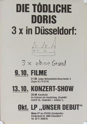 3 x in Düsseldorf, 3 x ohne Grund. Plakat.