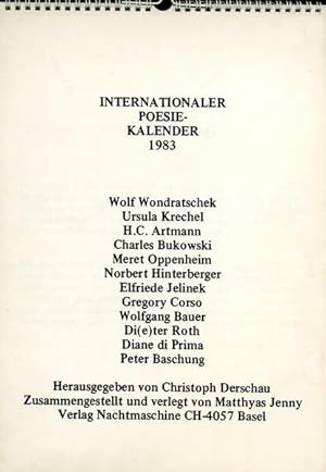 Internationaler Poesie-Kalender 1983. Wolf Wondratschek. Ursula Krechel. H.C. Artmann. Charles Bu...