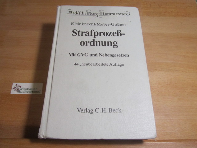 """Beck'sche Kurzkommentare, Bd.6, Strafprozeßordnung (StPO); Meyer, Karlheinz"""
