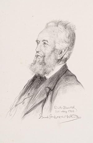 Lithographie - Portrait des deutschen Philosophen, Zoologen und Mediziners Ernst Haeckel von Isma...