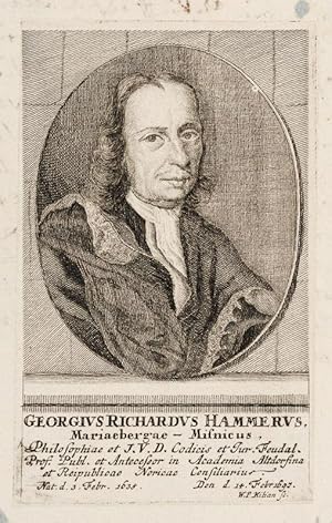Kupferstich - Portrait des Juristen Georg Richard Hammer aus Marienberg in Erzgebirge, später Jur...