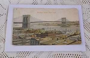 Postkarte. Brooklyn Bridge, New York. Mehrfarbig. Hinten Bedruckt: It is called the eight wonder ...