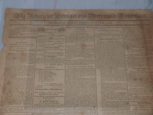 9/3/1816 American Centinel, Advertisement for John Binn's Edition of the Declaration of Independence
