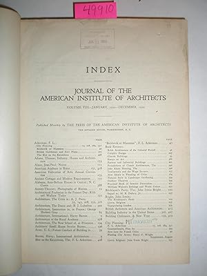Journal of the American Institute of Architects (AIA), 1920 (January-December)