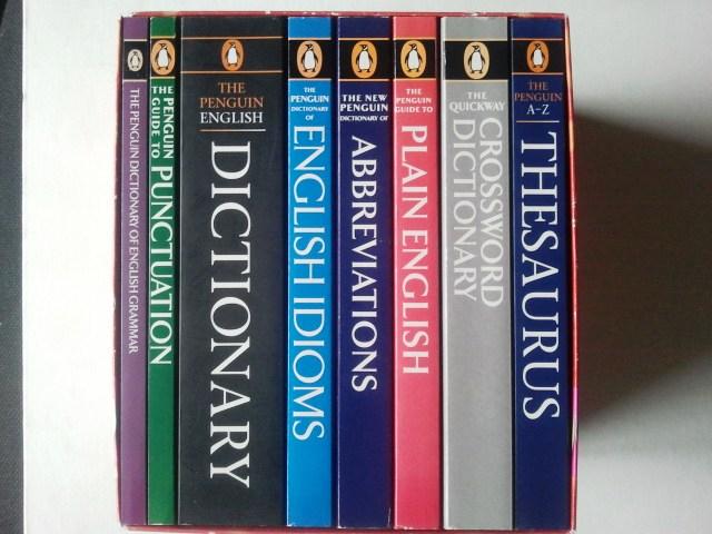 The Penguin English Reference Collection. Dictionary, Thesaurus, Abbreviations, Plain English, Punctuation, Dictionary of English Grammar, English Idioms & Crossword Dictionary 8 books in a slip case - Harry Blamires, R.L. Trask, Rowland Hill et al