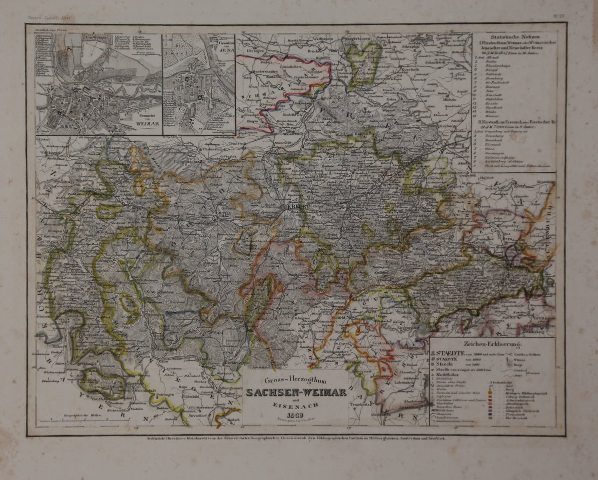 Grossherzogthum Sachsen-Weimar und Eisenach 1849. Grenzkolorierte