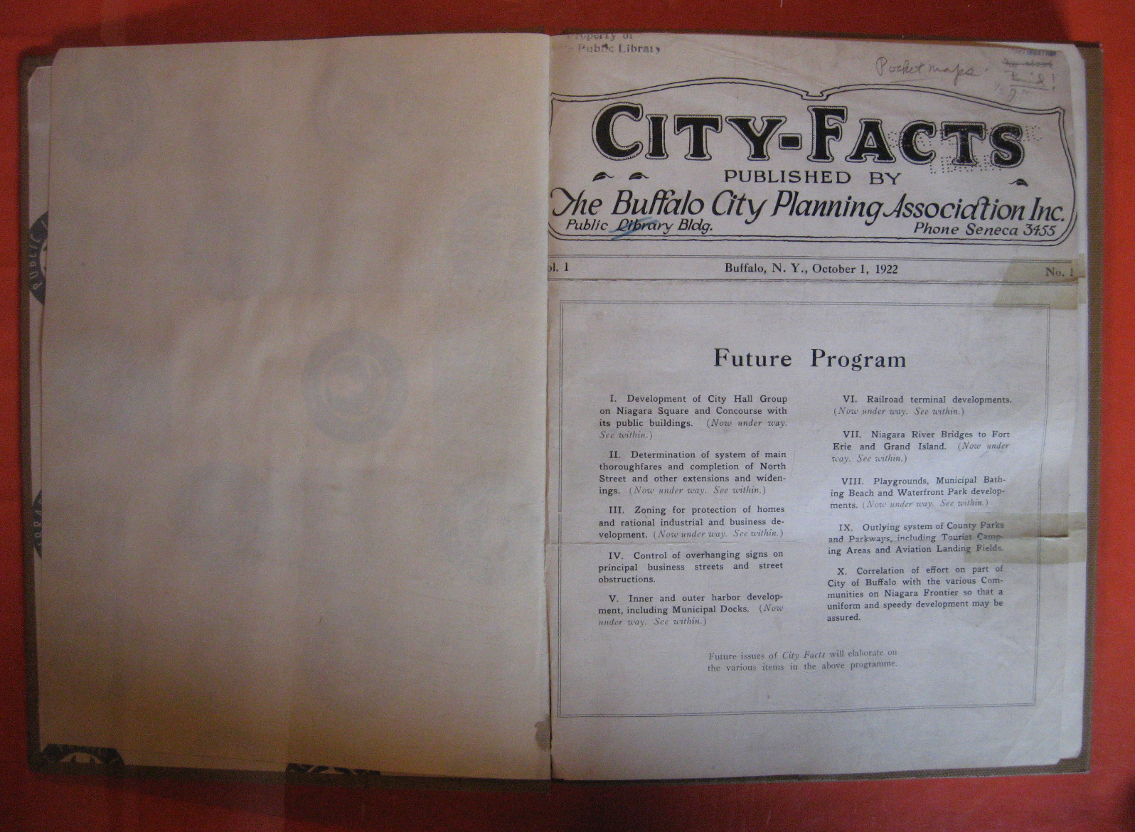 City Facts by Buffalo City Planning Association Inc. Very Good Hard Cover (1922) Ex Library