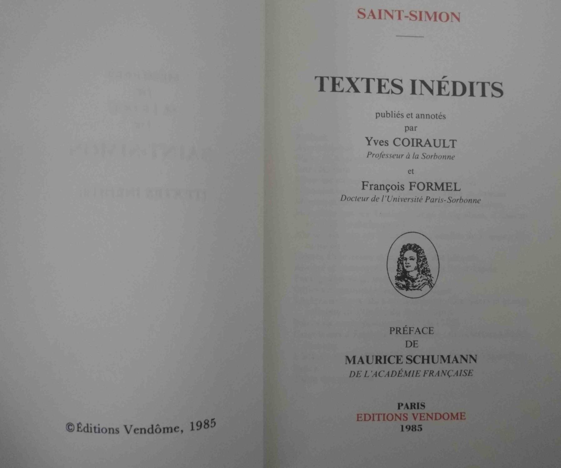 Mémoires de M. Le Duc de Saint Simon (Textes inédits) by SAINT-SIMON ...