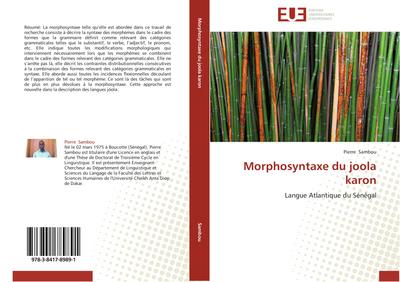 Morphosyntaxe du joola karon : Langue Atlantique du Sénégal - Pierre Sambou