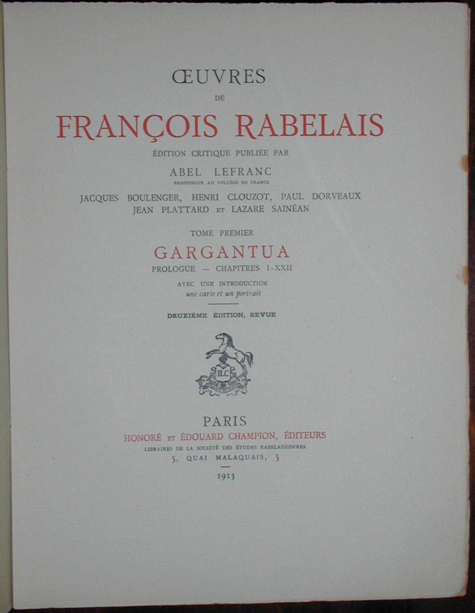 Gargantua - RABELAIS, François