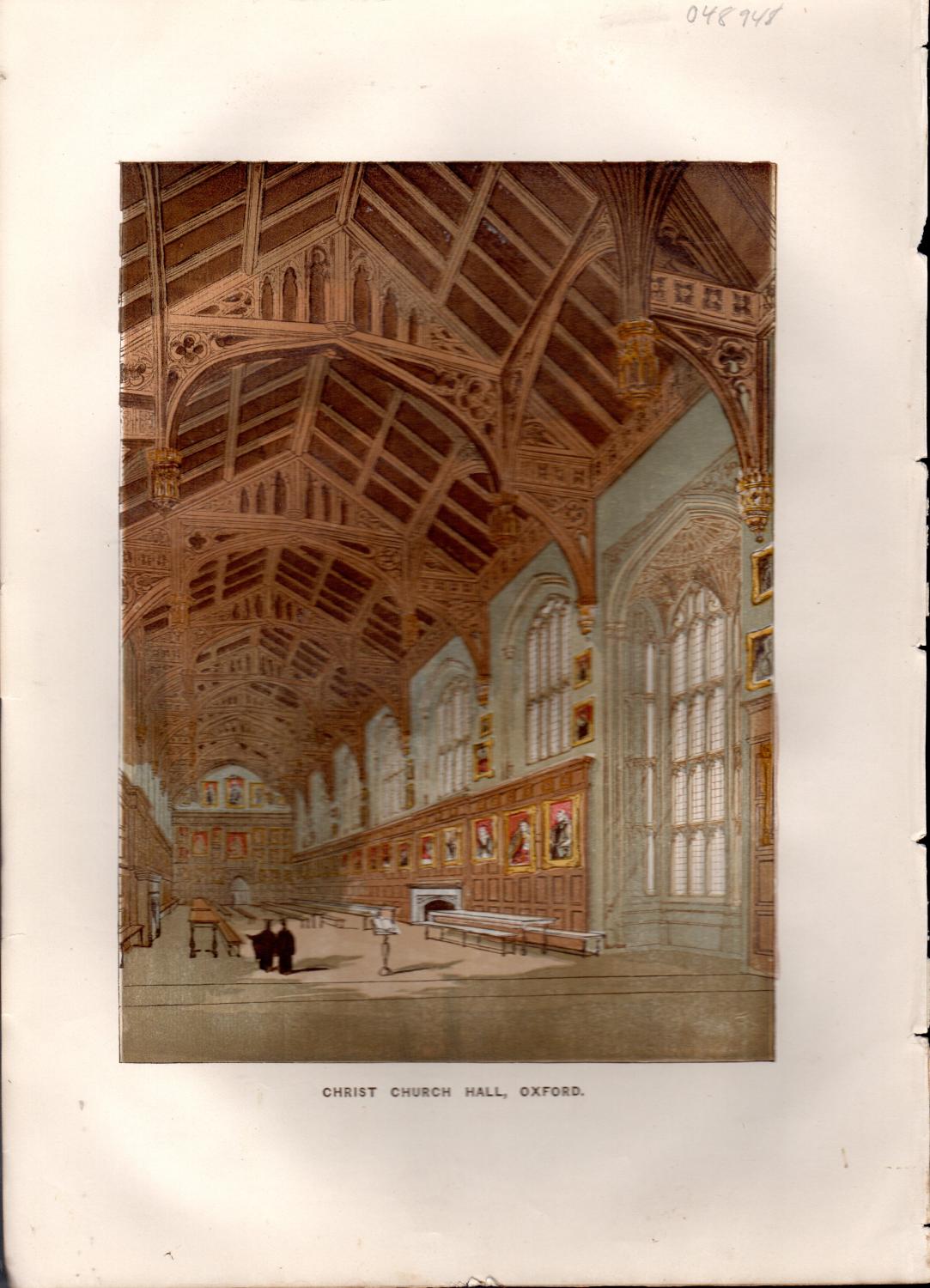 Christ Church Hall, Oxford University, Oxford, England. King Charles I held  his Parliament in the Great Hall during the English Civil War. From Old  England: A Pictorial Museum, published 1847 Stock Photo 