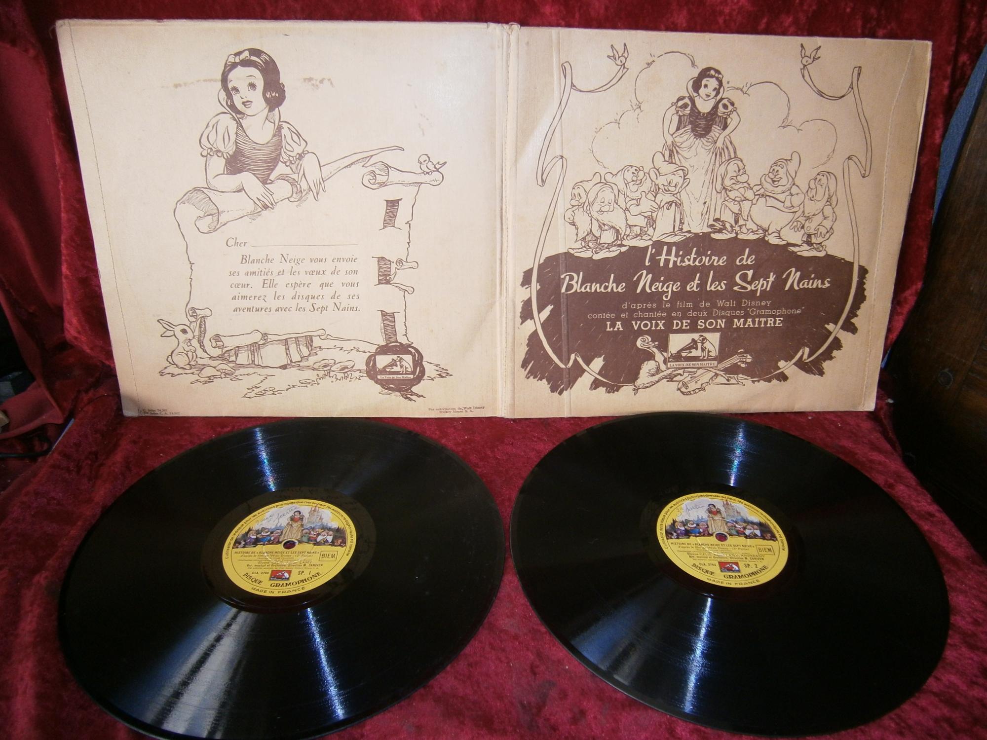 Blanche Neige Disney 01 - Horloge disque vinyle déco