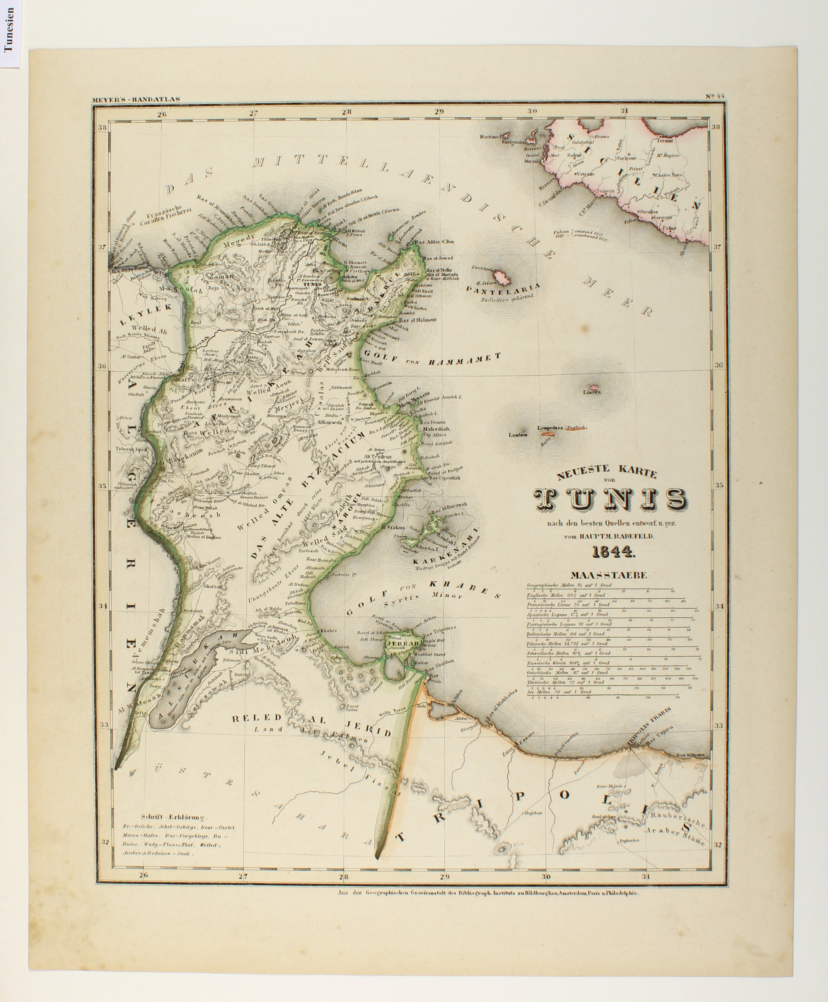 Neueste Karte Von Tunis 1844 Von Tunesien Karte Antiquariat Peter Fritzen