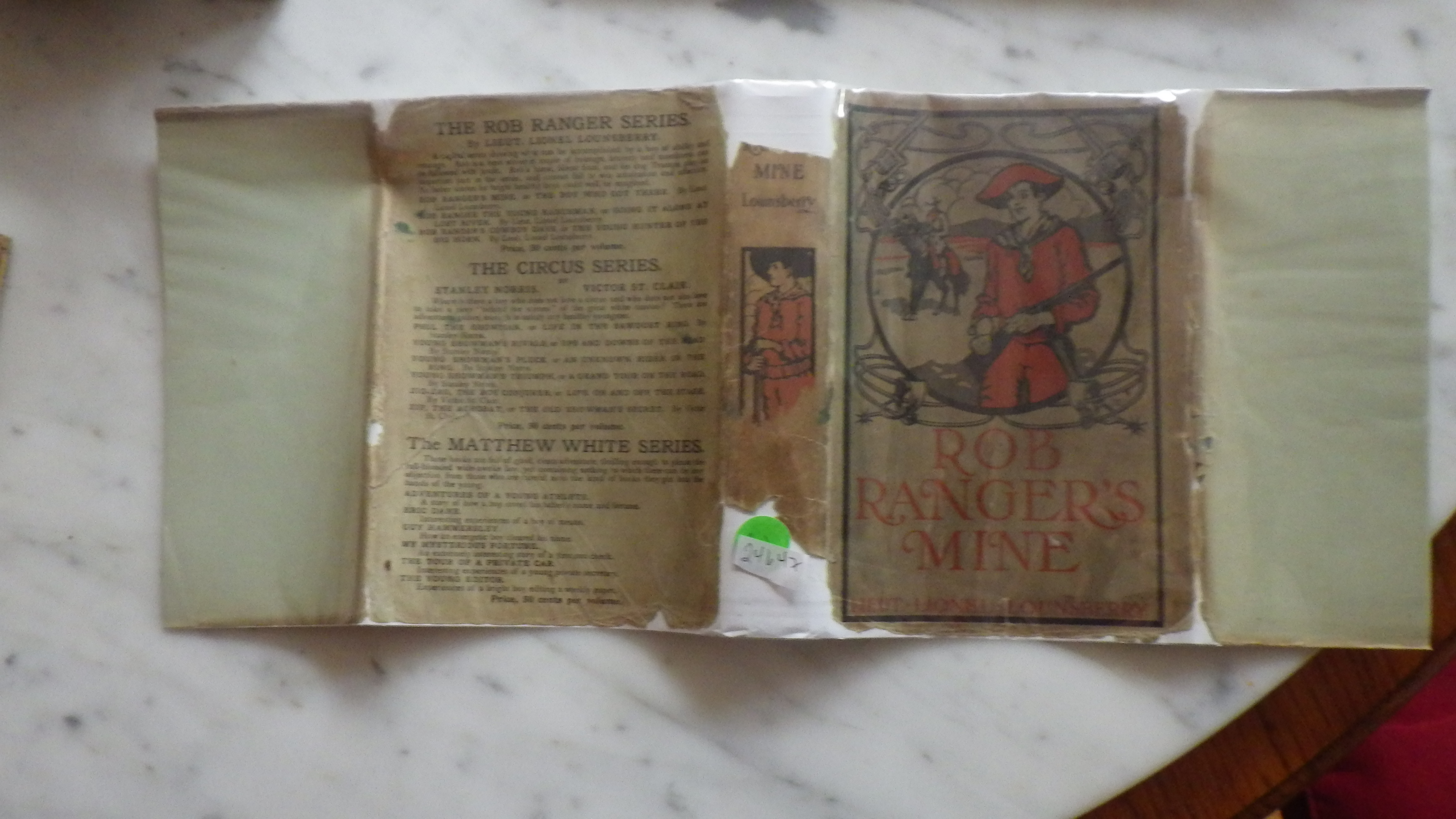 Rob Ranger's Mine or the Boy Who Got There in RARE Color Dustjacket of Boy in Red Hat & Clothes with Scarf Holding Rifle & Cowboy on Horse in Backgro