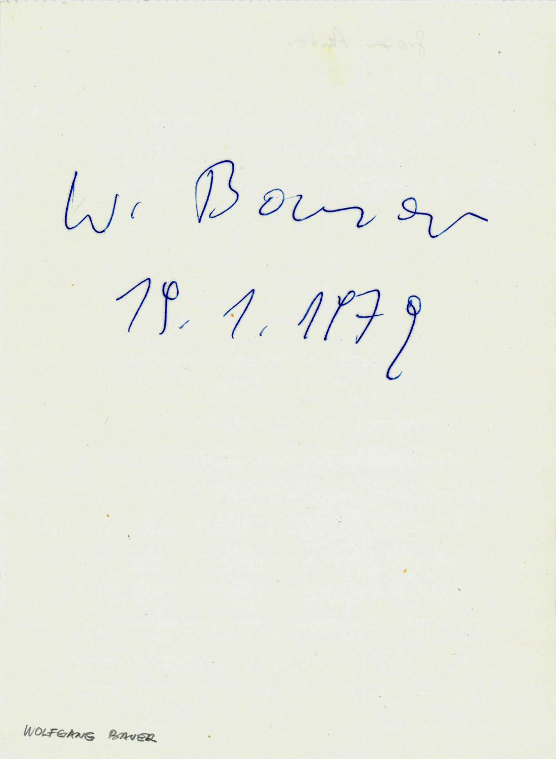 Albumblatt mit eigenh. U. by Bauer, Wolfgang, Schriftsteller (1941-2005 ...