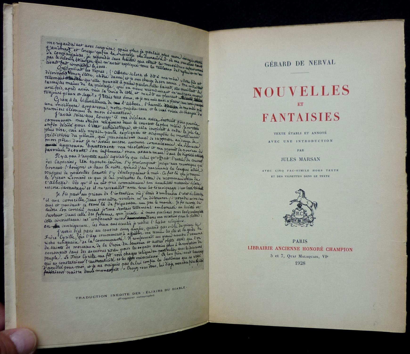 Nouvelles et fantaisies by NERVAL (de), Gérard (Gérard LABRUNIE, dit ...