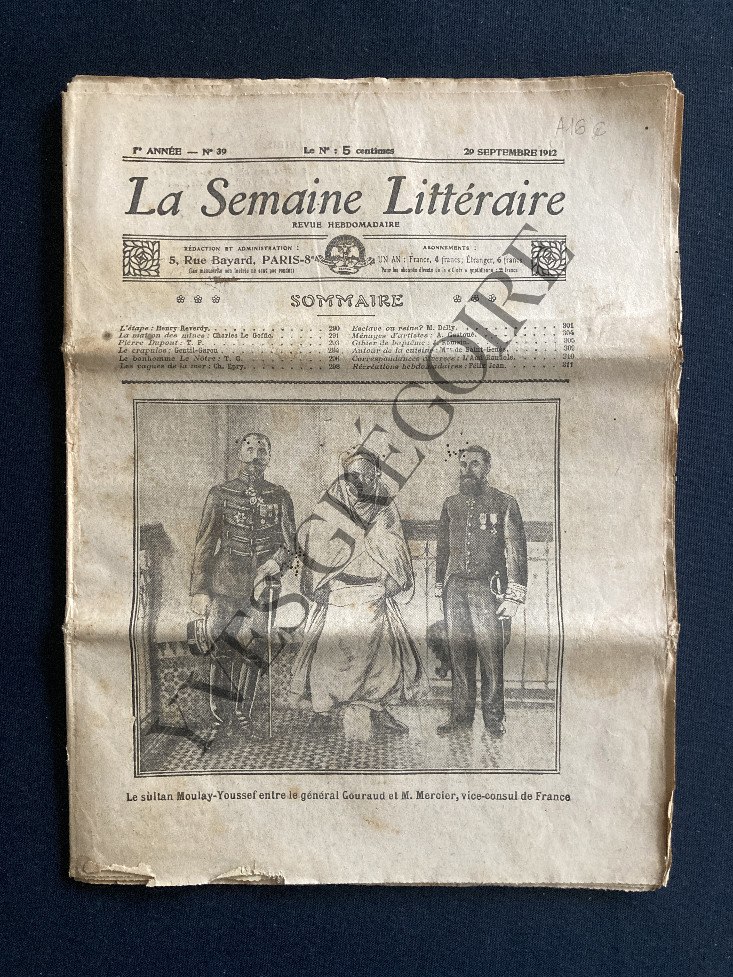 LA SEMAINE LITTERAIRE-N°39-29 SEPTEMBRE 1912 [Bon] [Couverture souple]