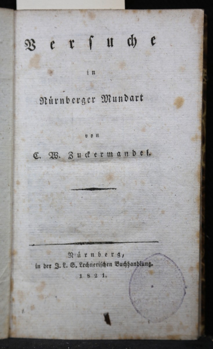 Versuche in Nürnberger Mundart. von Zuckermandel, C. W.