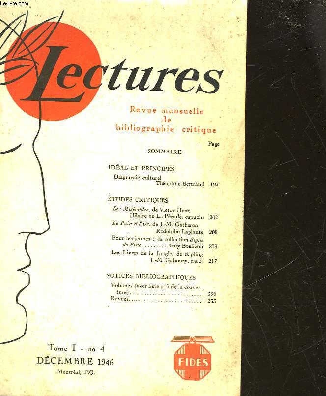 LECTURES  REVUE MENSUELLE DE BIBLIOGRAPHIE CRITIQUE  TOME 1  N°4 by