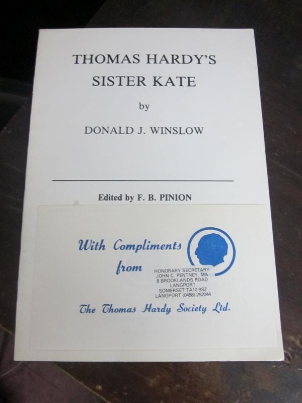 Thomas Hardy's Sister Kate - Winslow, Donald J.; Pinion, F.B. (ed.)