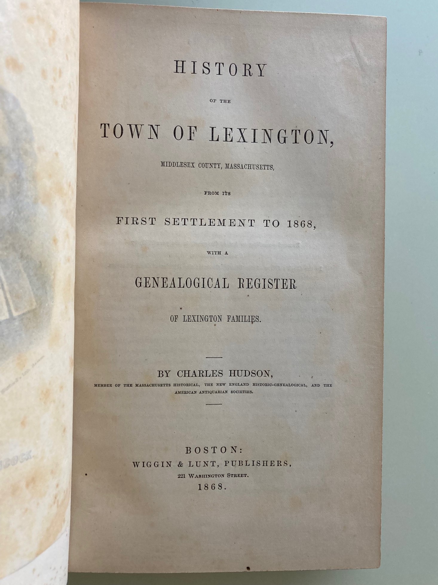 History of the Town of Lexington, Middlesex County Massachusetts From