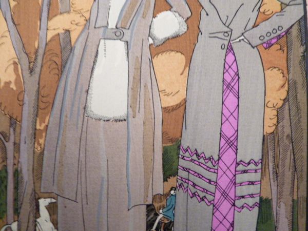 Le Retour des autans. Tailleur et Robe d'après-midi, de Doeuillet. (La Gazette du Bon ton, n°7 - Planche 55 ) SIMEON [ ]