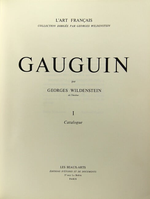 Gauguin I: catalogue by Wildenstein, Georges: (1964) | Rulon