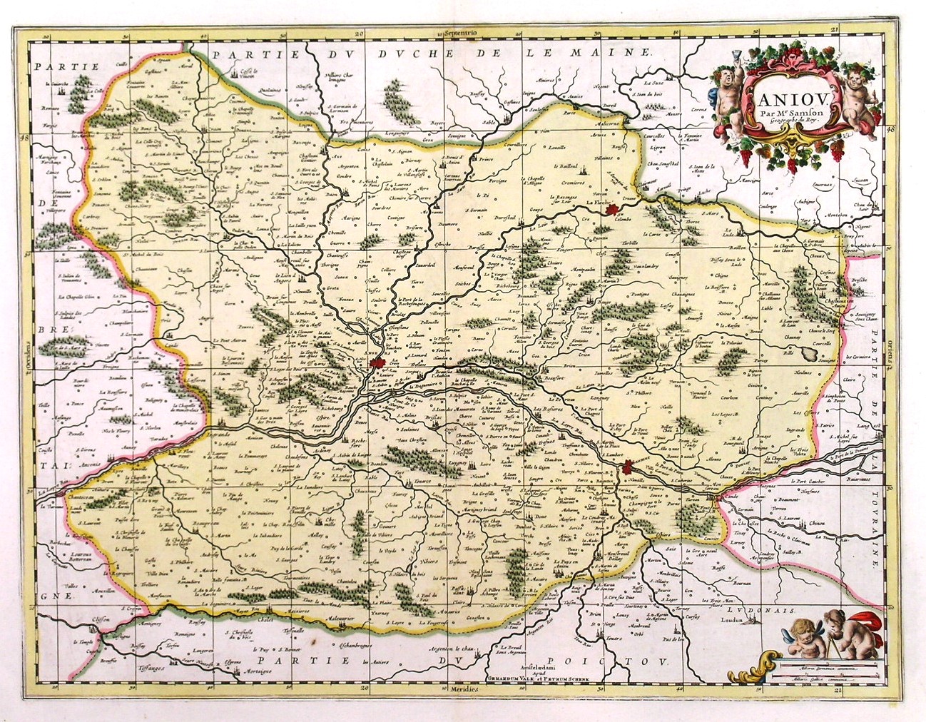 ‘ANIOU’. Map of the Loire Valley, centred on Angers and Saumur. Anjou produces many of the Loire Valley’s best sweet wines Bonnezeaux, Coteaux du Lay