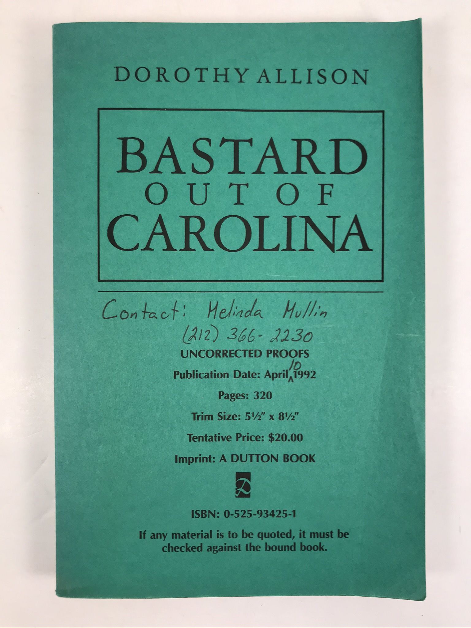 Bastard Out Of Carolina By Allison Dorothy Fine Original Wraps 1992 First Edition Old New York Book Shop Abaa Bastard Out Of Carolina By Allison Dorothy Fine Original Wraps 1992 First Edition Old New York Book Shop Abaa
