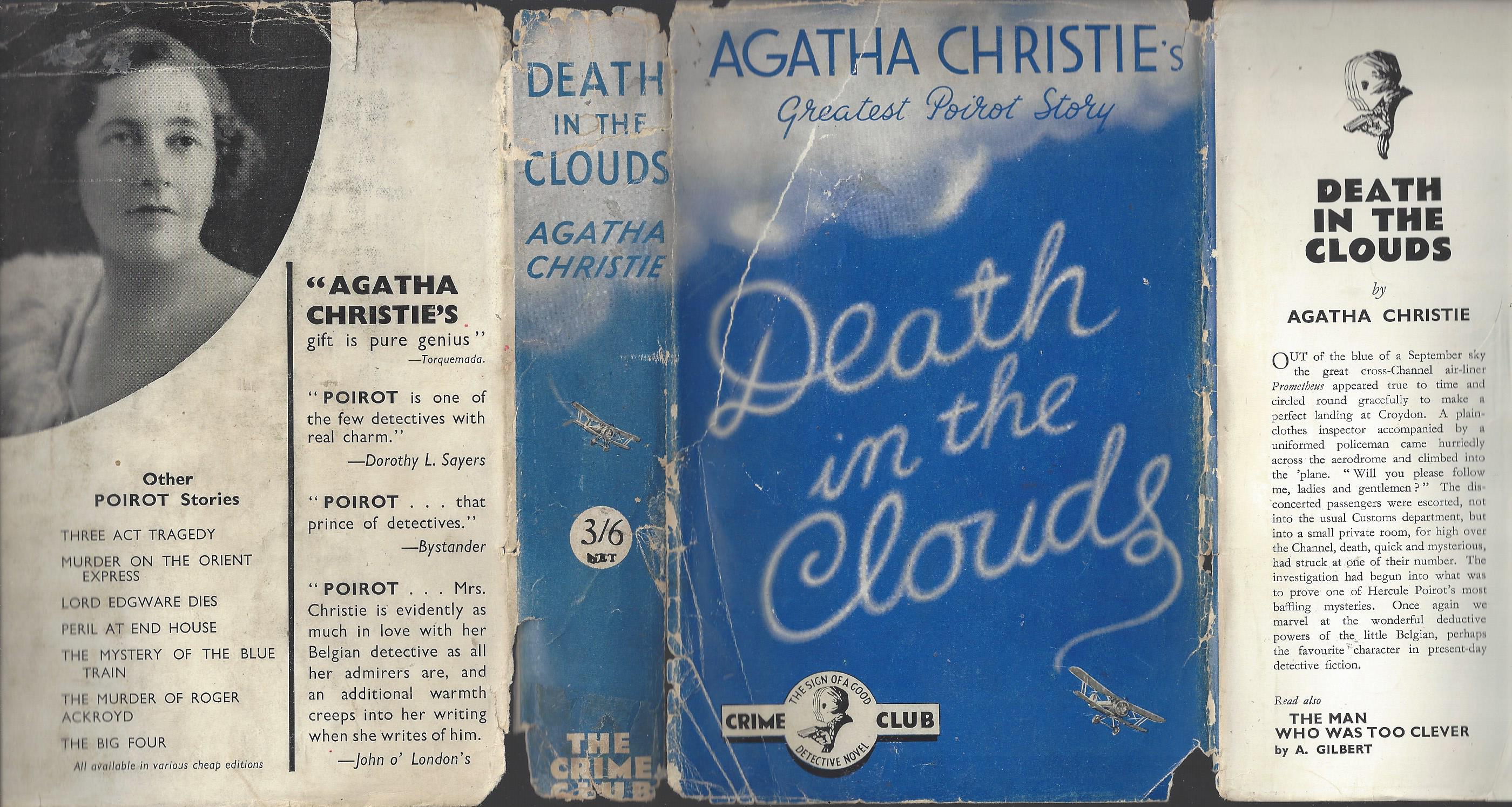 Death In The Clouds - UK 1st with 3/6 ORIGINAL DUST JACKET by Agatha