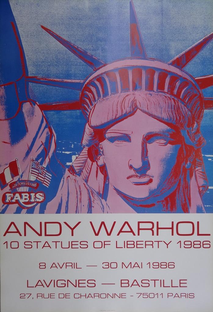 Image of 10 Statues of Liberty - Original exhibition poster by Andy WARHOL # 1986 [As New]