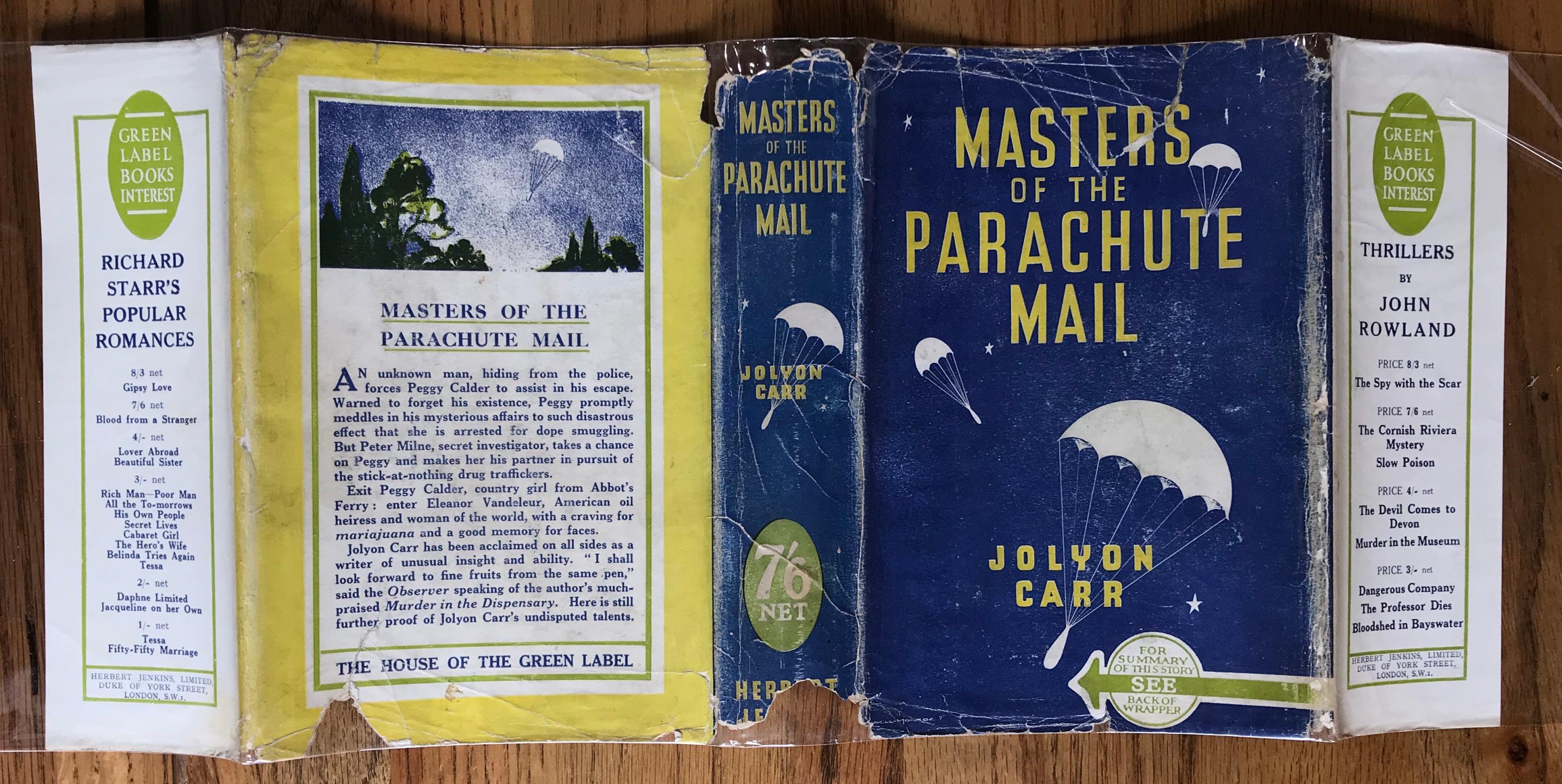Masters Of The Parachute Mail By Peters Ellis Jolyon Carr Hard Cover 1940 First Edition James M Pickard Aba Ilab Pbfa