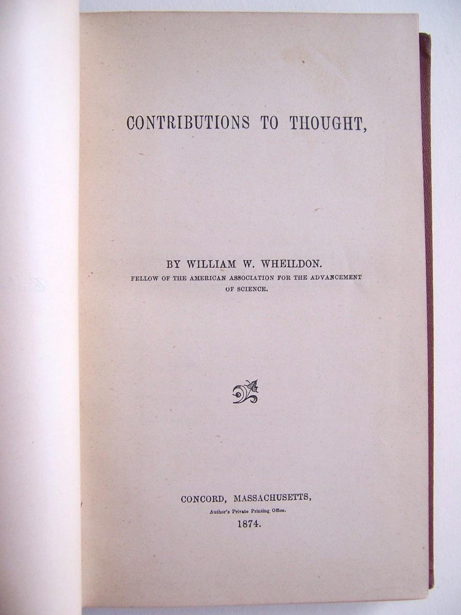Contributions to Thought Wheildon, William W. [Assez bon] [Couverture rigide]