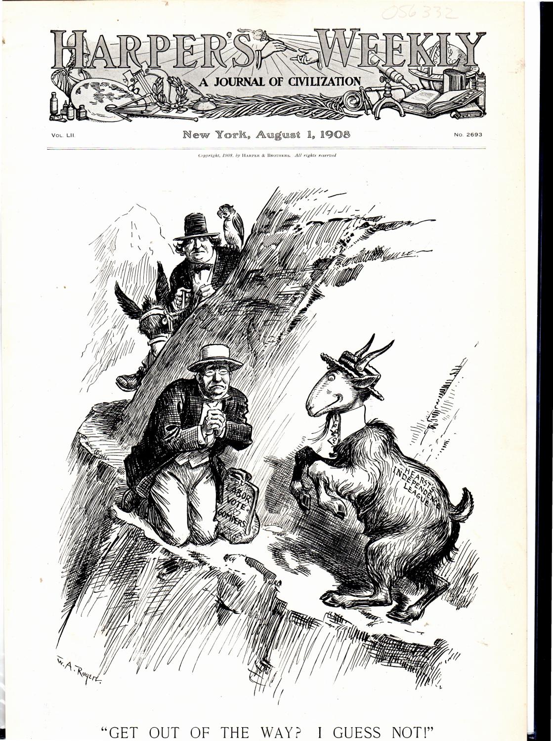ENGRAVING: "Get Out of the Way? I Guess Not!".engraving from Harper's  Weekly, August 1, 1908, p. 3 by Harper's Weekly: Very Good Unbound (1900)  1st. | Dorley House Books, Inc.