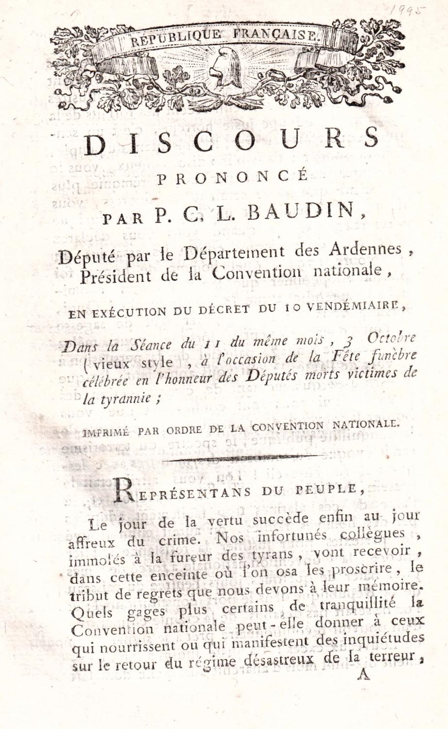 Discours en exécution du décret du 10 vendémiaire ., à l'occasion de la