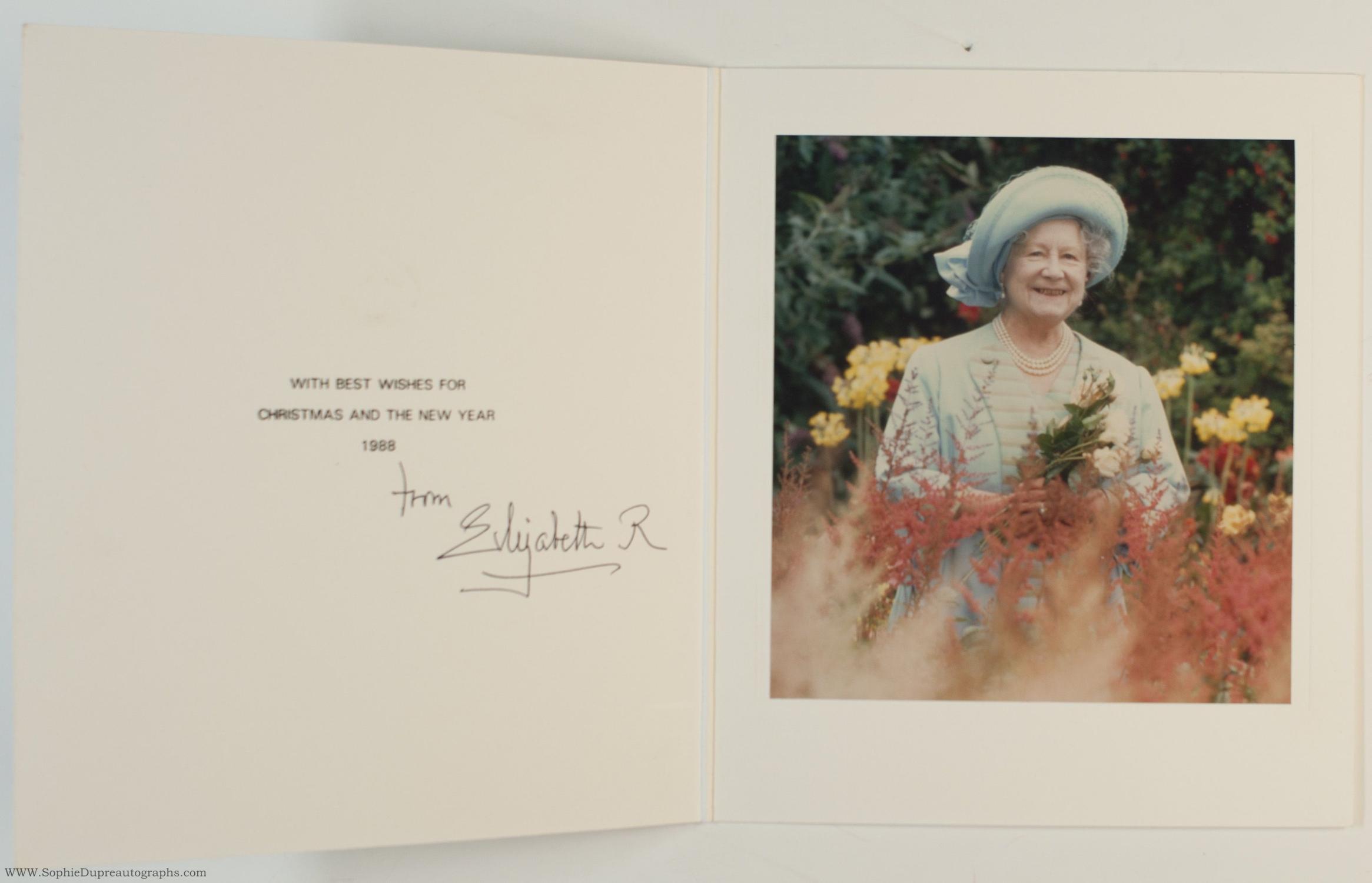 Fine Christmas Card signed (The Queen Mother, 1900-2002, Queen of George VI) ELIZABETH [ ]