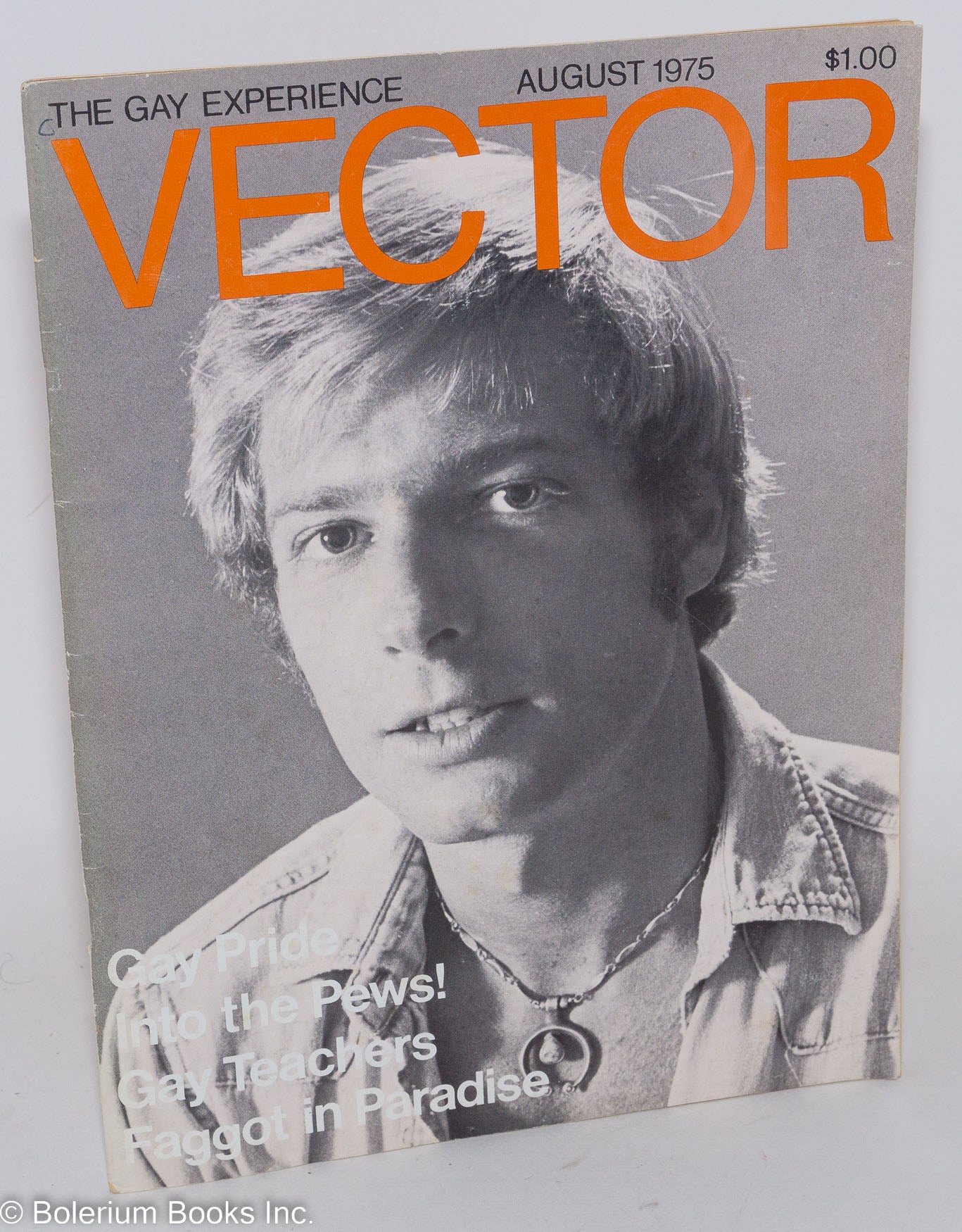 Vector: the gay experience; vol. 11, #8 August 1975: Gay Pride/Jack Wrangler  cover by Piro, Richard, editor, John David Hough, photography, Jack Wrangler,  Douglas Dean, Sheila Masthoff, et al.: (1975)  Magazine / Periodical |