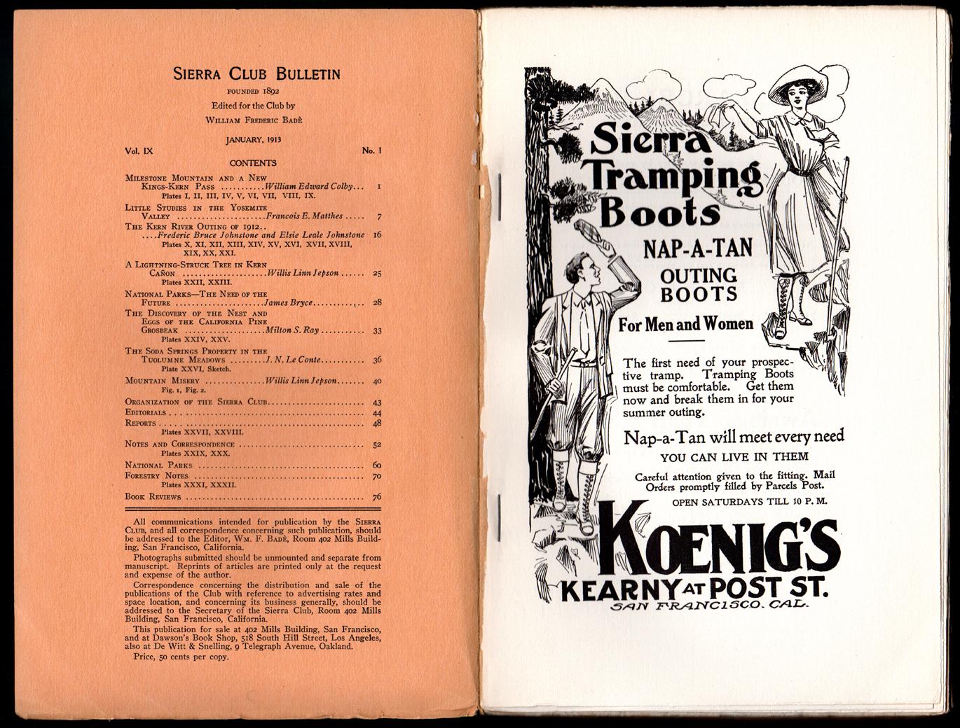 Sierra Club Bulletin -January 1913. Tuolumne Meadows, Kern ...