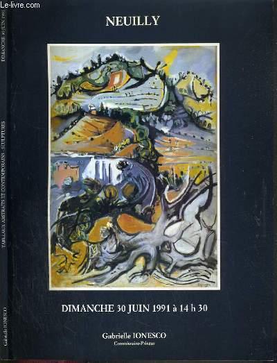 CATALOGUE DE VENTE AUX ENCHERES - NEUILLY - COLLECTION DE M.F. ET A DIVERS - TABLEAUX ABSTRAITS ET CONTEMPORAINS SCULPTURES - 30 JUIN 1991. IONESCO G